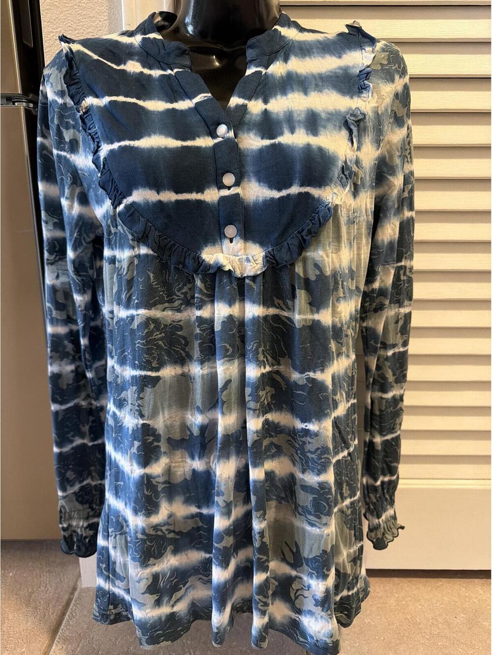 Deadstock Chaudry KC Long Sleeve Tie-Dye Viscose Top